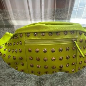 New neon yellow silver studded Fanny pack,